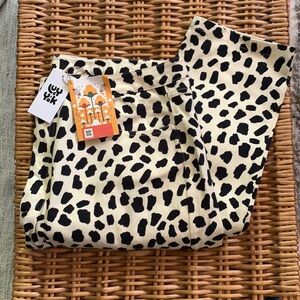 NWT Lucy & Yak Leopard/Cow Print Dungaree Jeans